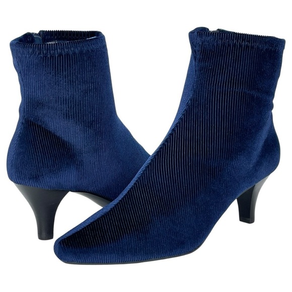 Impo Shoes - Impo Naja Midnight Blue Corduroy Womens Ankle Boots Size 6M